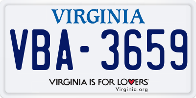 VA license plate VBA3659