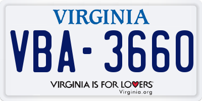 VA license plate VBA3660