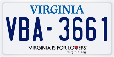 VA license plate VBA3661