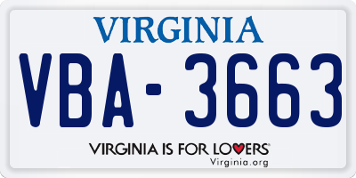 VA license plate VBA3663