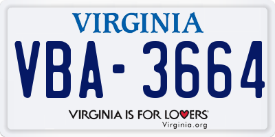 VA license plate VBA3664