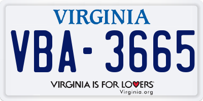 VA license plate VBA3665