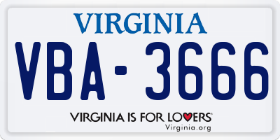 VA license plate VBA3666