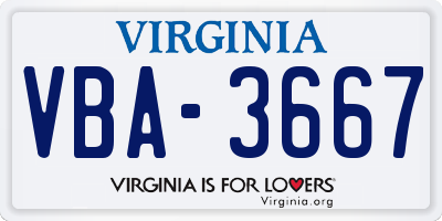 VA license plate VBA3667