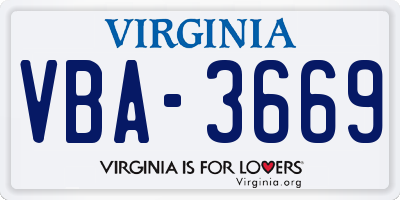 VA license plate VBA3669