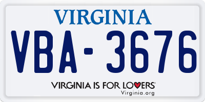 VA license plate VBA3676
