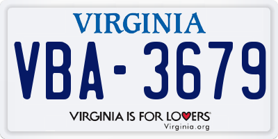 VA license plate VBA3679