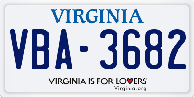 VA license plate VBA3682