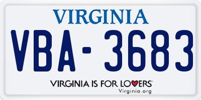 VA license plate VBA3683