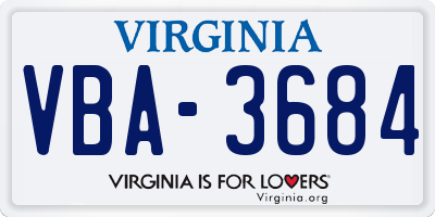 VA license plate VBA3684