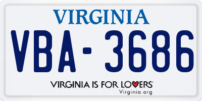 VA license plate VBA3686