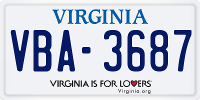 VA license plate VBA3687