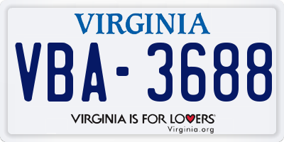 VA license plate VBA3688