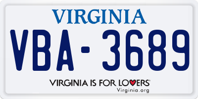 VA license plate VBA3689