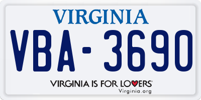 VA license plate VBA3690