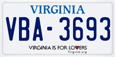 VA license plate VBA3693