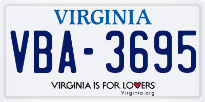 VA license plate VBA3695