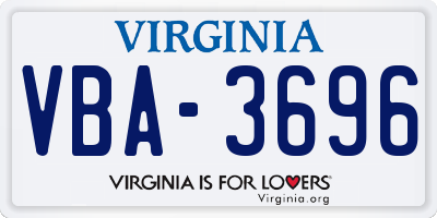 VA license plate VBA3696