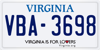VA license plate VBA3698