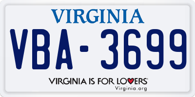 VA license plate VBA3699