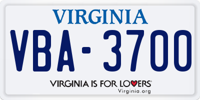 VA license plate VBA3700