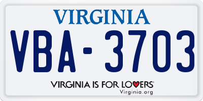 VA license plate VBA3703