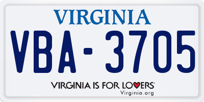 VA license plate VBA3705