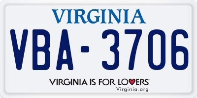 VA license plate VBA3706