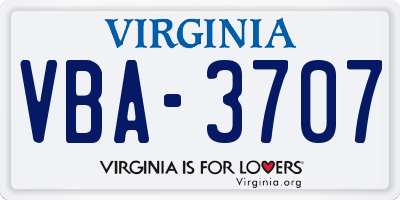 VA license plate VBA3707