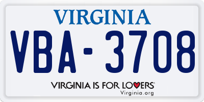 VA license plate VBA3708