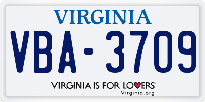 VA license plate VBA3709