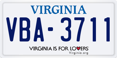 VA license plate VBA3711