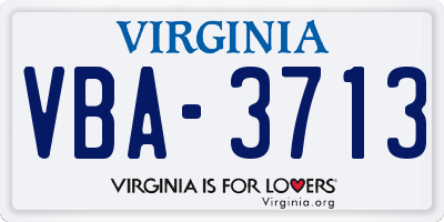 VA license plate VBA3713