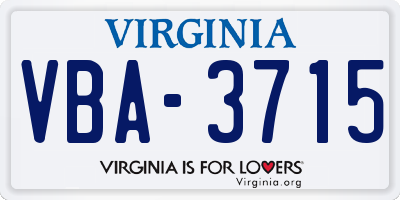 VA license plate VBA3715