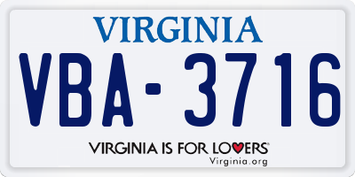 VA license plate VBA3716