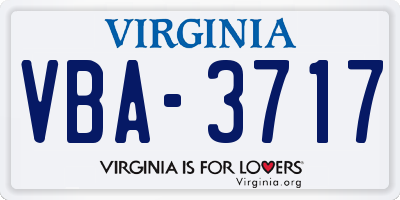 VA license plate VBA3717