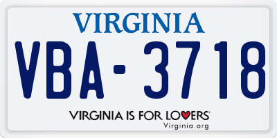VA license plate VBA3718
