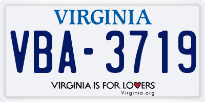 VA license plate VBA3719