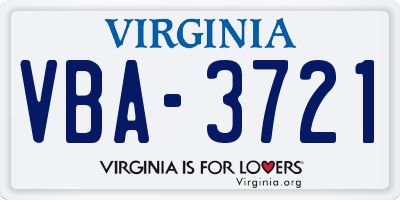 VA license plate VBA3721