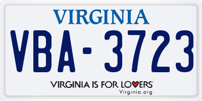 VA license plate VBA3723