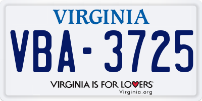 VA license plate VBA3725