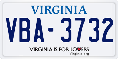 VA license plate VBA3732