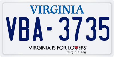 VA license plate VBA3735
