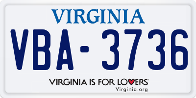 VA license plate VBA3736