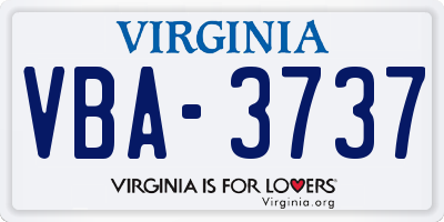VA license plate VBA3737