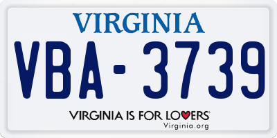 VA license plate VBA3739