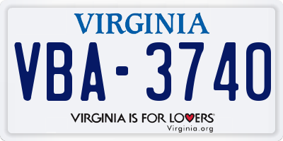 VA license plate VBA3740