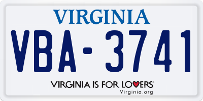 VA license plate VBA3741