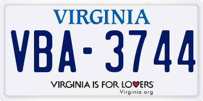 VA license plate VBA3744