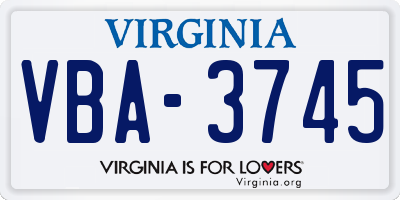 VA license plate VBA3745
